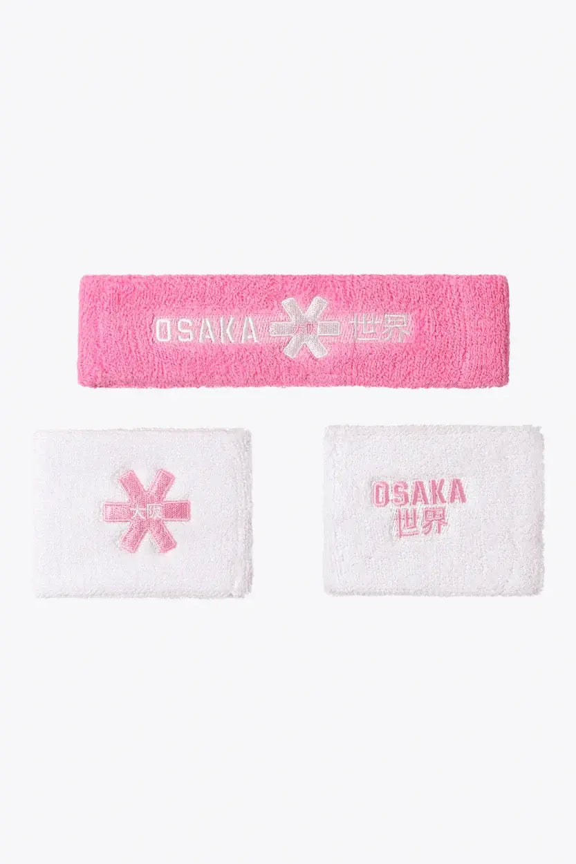 Osaka Sweatband Set Roze/Wit