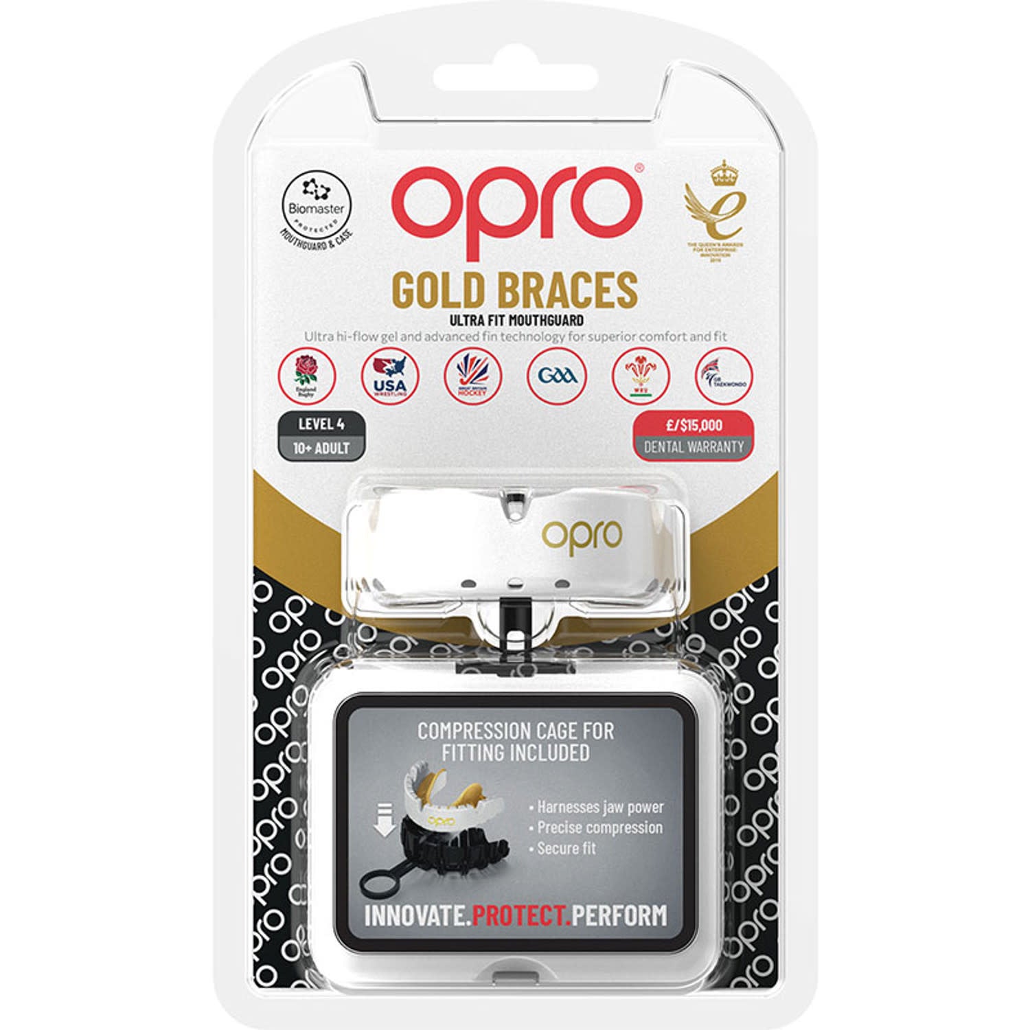 Opro Gold Ultrafit Braces Senior White
