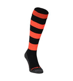 Brabo Socks Rugby Black Neon Orange