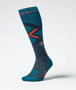 Stox Merino Skiing Socks Heren Blauwgroen/neonrood