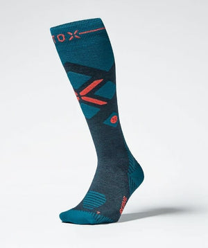 Stox Merino Skiing Socks Heren Blauwgroen/neonrood